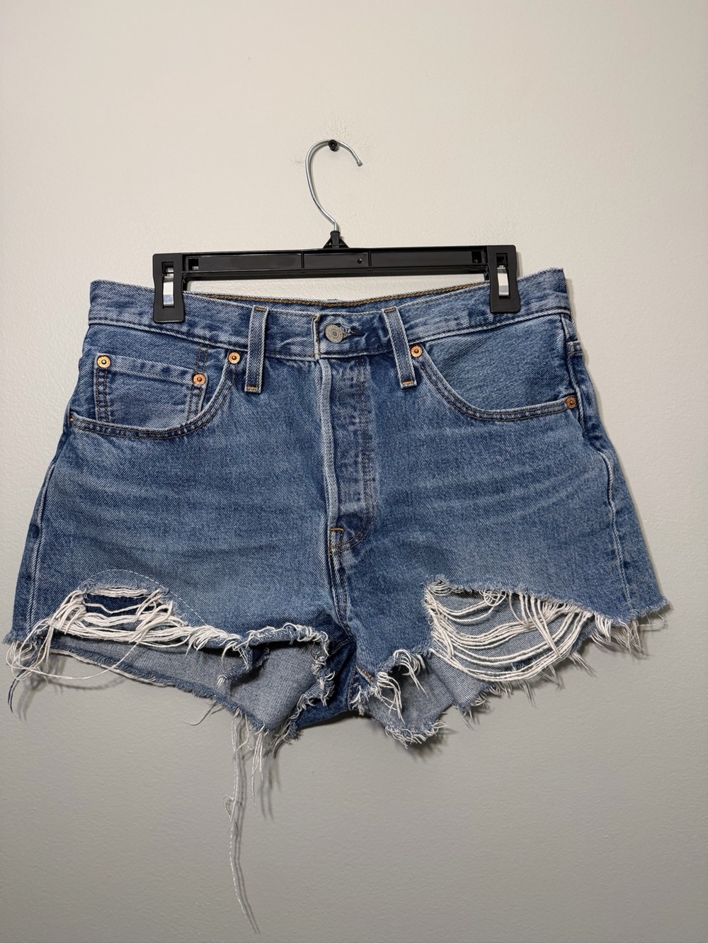 Levi's‎ Medium Blue Distressed Denim Cutoff Shorts